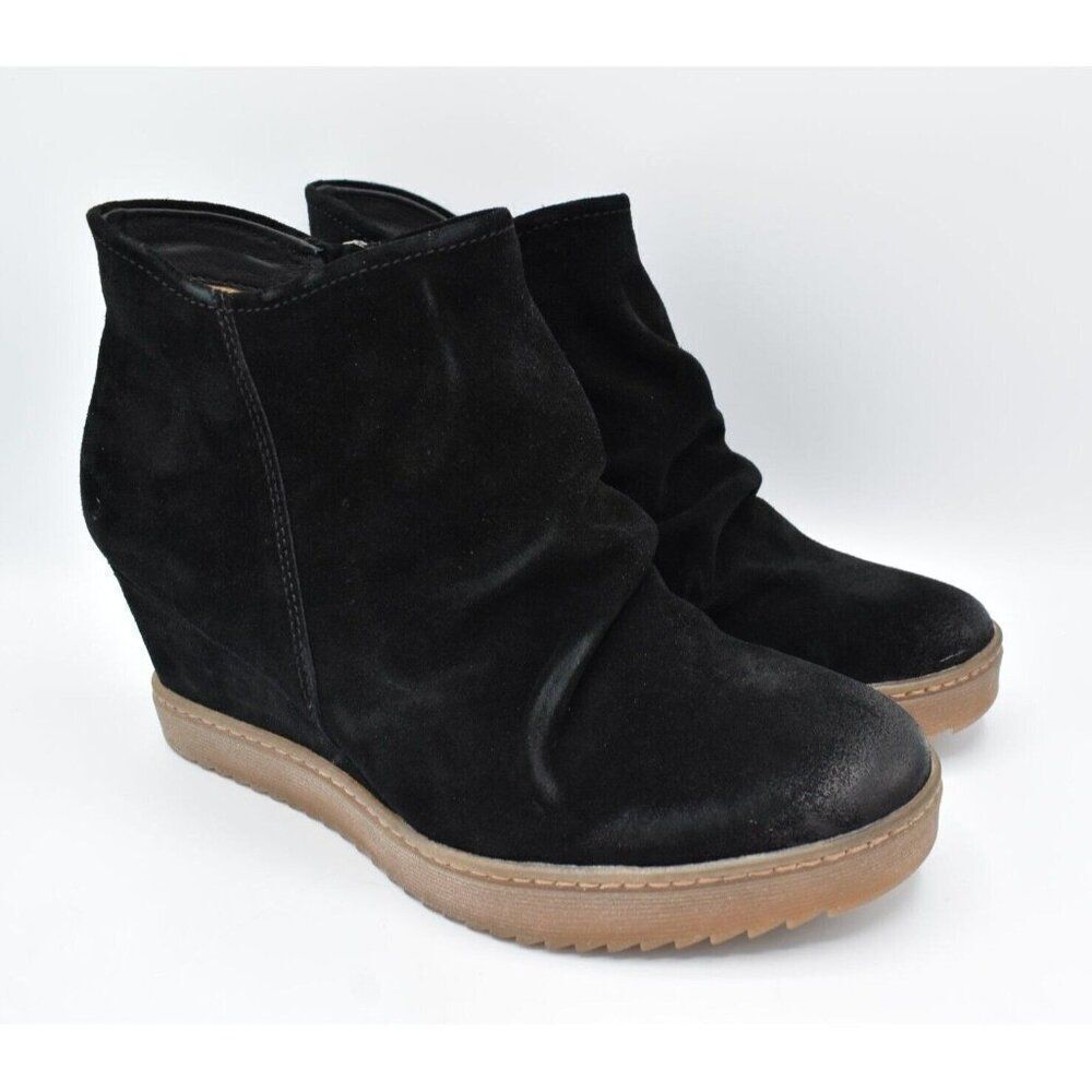 Sofft Womens Size 8.5 Siri Black Suede Wedge Booties Boots Shoes - Picture 3 of 14